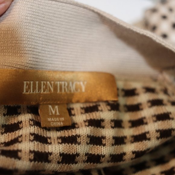 Ellen Tracy Cashmere Blend Brown Big Button Spotted Cardigan Sweater Med - Picture 9 of 10